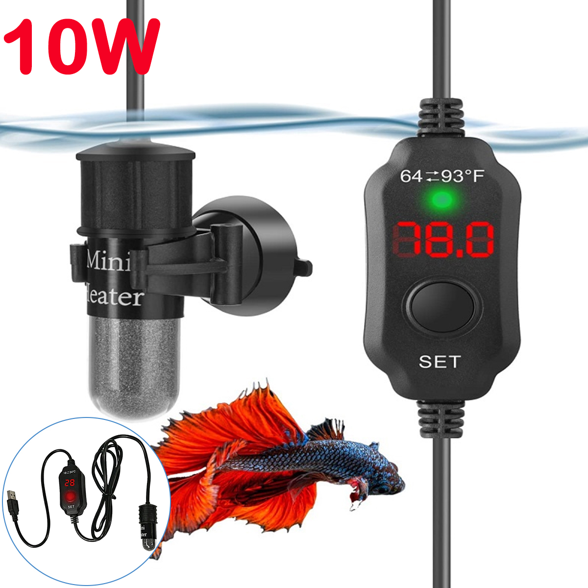 Marine Aquarium Mini - قضيب سخان حوض السمك قابل للتعديل