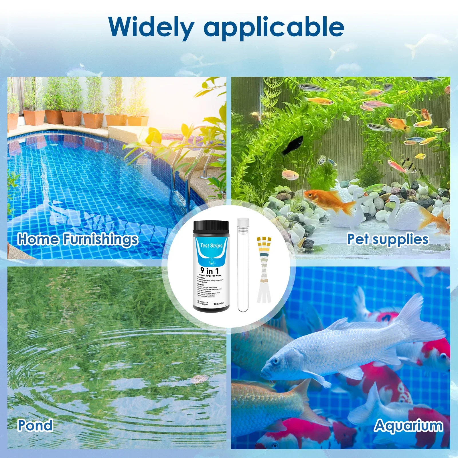 100 قطعة 9-IN-1 حوض السمك اختب - مراجعة Marine Aquarium Water Test Kit وسعره