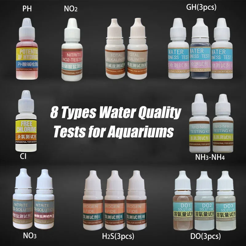 PH NH4 NO2 NO3 GH CI H2S DO مد - مراجعة Marine Aquarium Water Test Kit وسعره